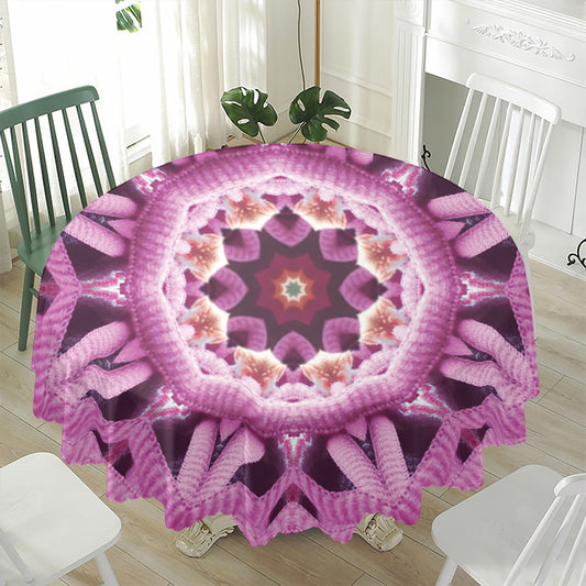 Pink Kaleidoscope Print Waterproof Round Tablecloth