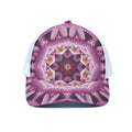 Pink Kaleidoscope Print White Mesh Trucker Hat