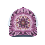 Pink Kaleidoscope Print White Mesh Trucker Cap