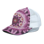 Pink Kaleidoscope Print White Mesh Trucker Cap