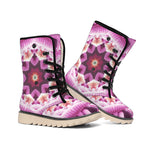 Pink Kaleidoscope Print Winter Boots