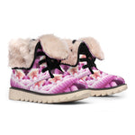 Pink Kaleidoscope Print Winter Boots