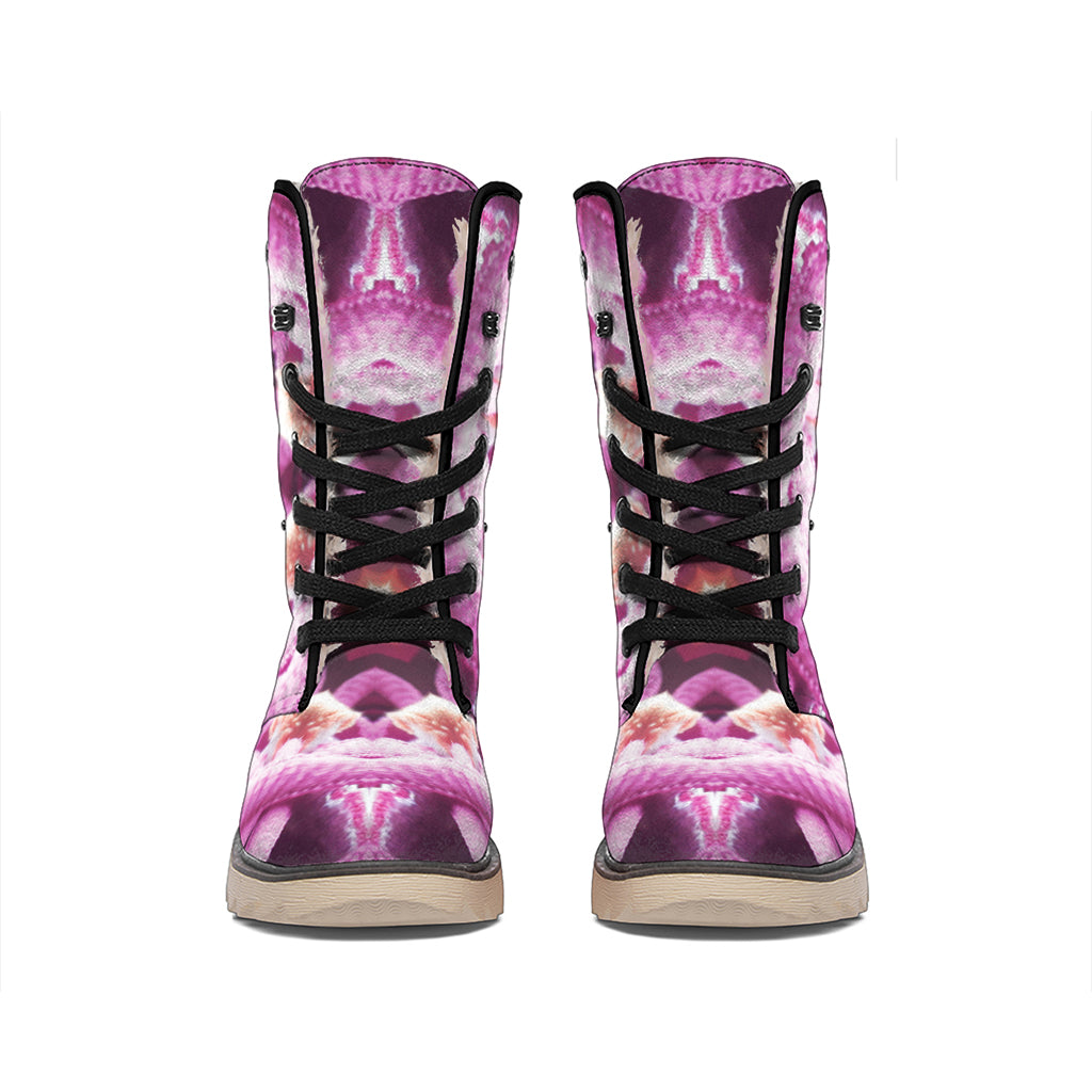 Pink Kaleidoscope Print Winter Boots