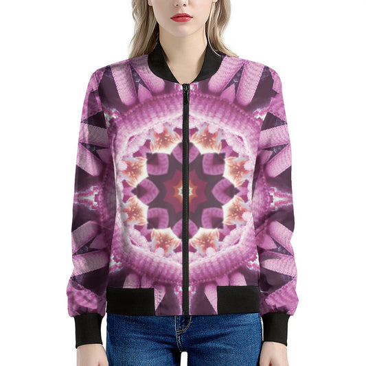 Pink Kaleidoscope Print Women's Bomber Jacket