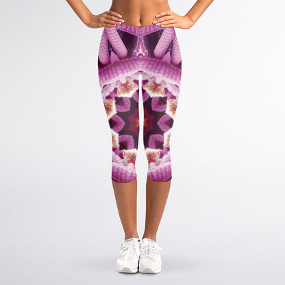 Pink Kaleidoscope Print Women's Capri Leggings