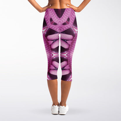 Pink Kaleidoscope Print Women's Capri Leggings