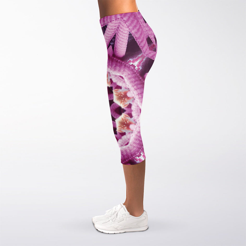 Pink Kaleidoscope Print Women's Capri Leggings