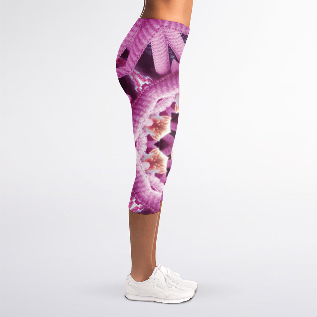 Pink Kaleidoscope Print Women's Capri Leggings