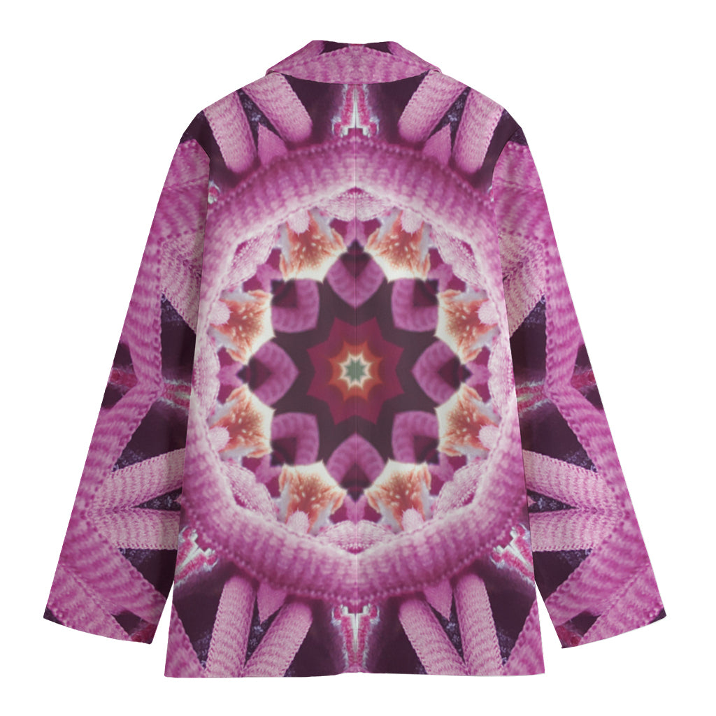 Pink Kaleidoscope Print Women's Cotton Blazer