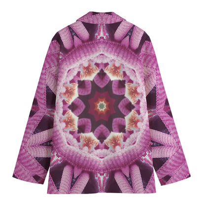 Pink Kaleidoscope Print Women's Cotton Blazer