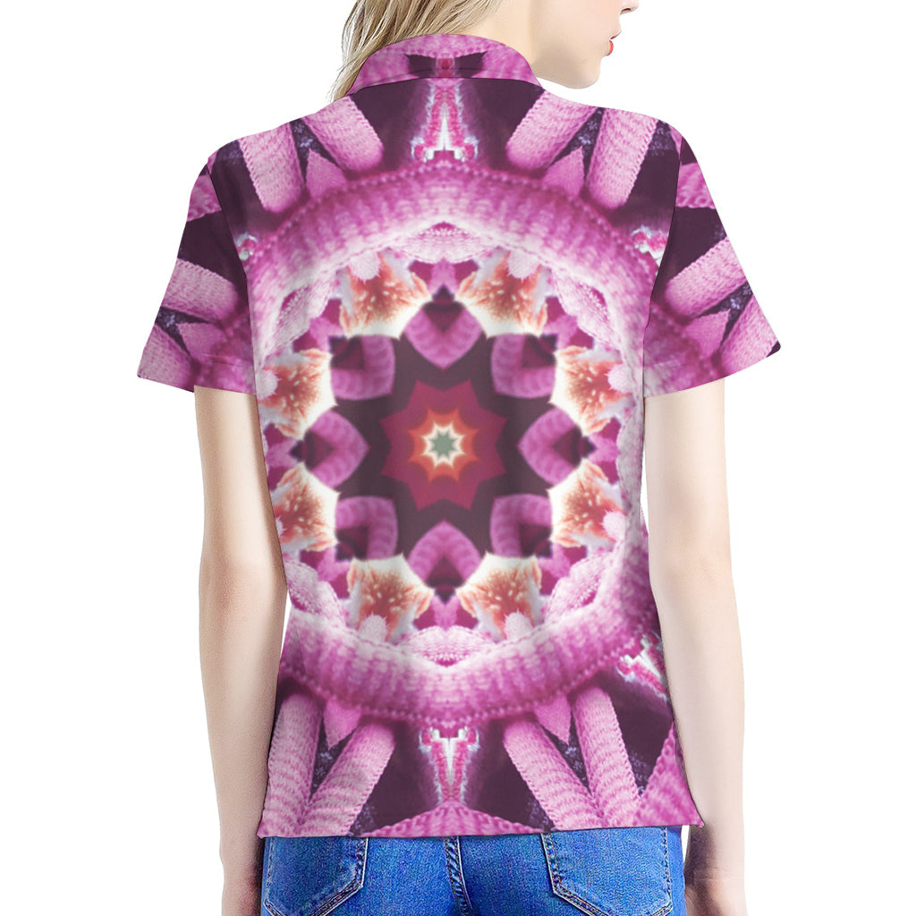 Pink Kaleidoscope Print Women's Polo Shirt