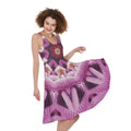 Pink Kaleidoscope Print Sleeveless Knee Length Dress