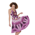 Pink Kaleidoscope Print Women's Sleeveless Dress