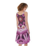 Pink Kaleidoscope Print Women's Sleeveless Dress