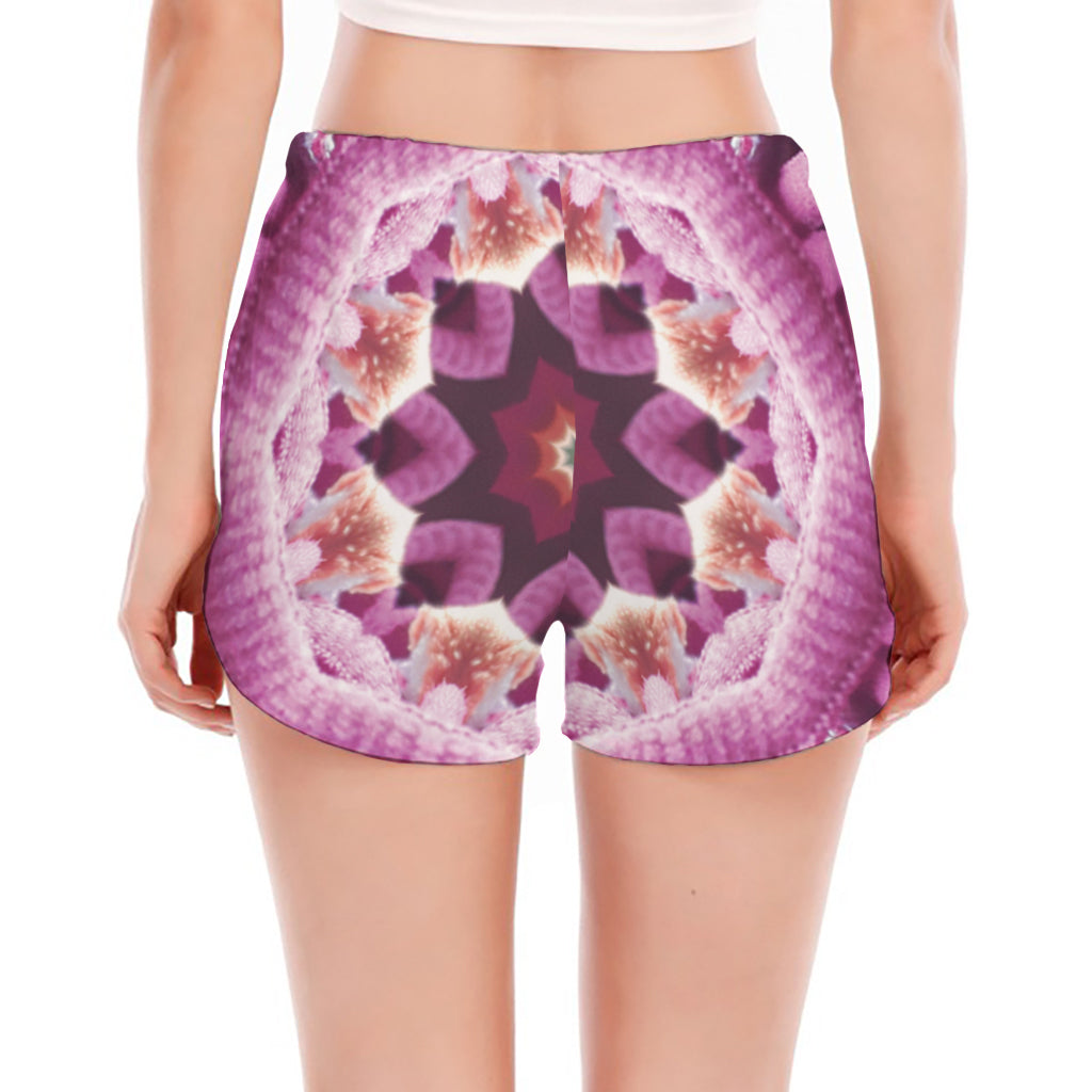 Pink Kaleidoscope Print Women's Split Running Shorts
