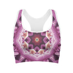 Pink Kaleidoscope Print Women's Sports Bra