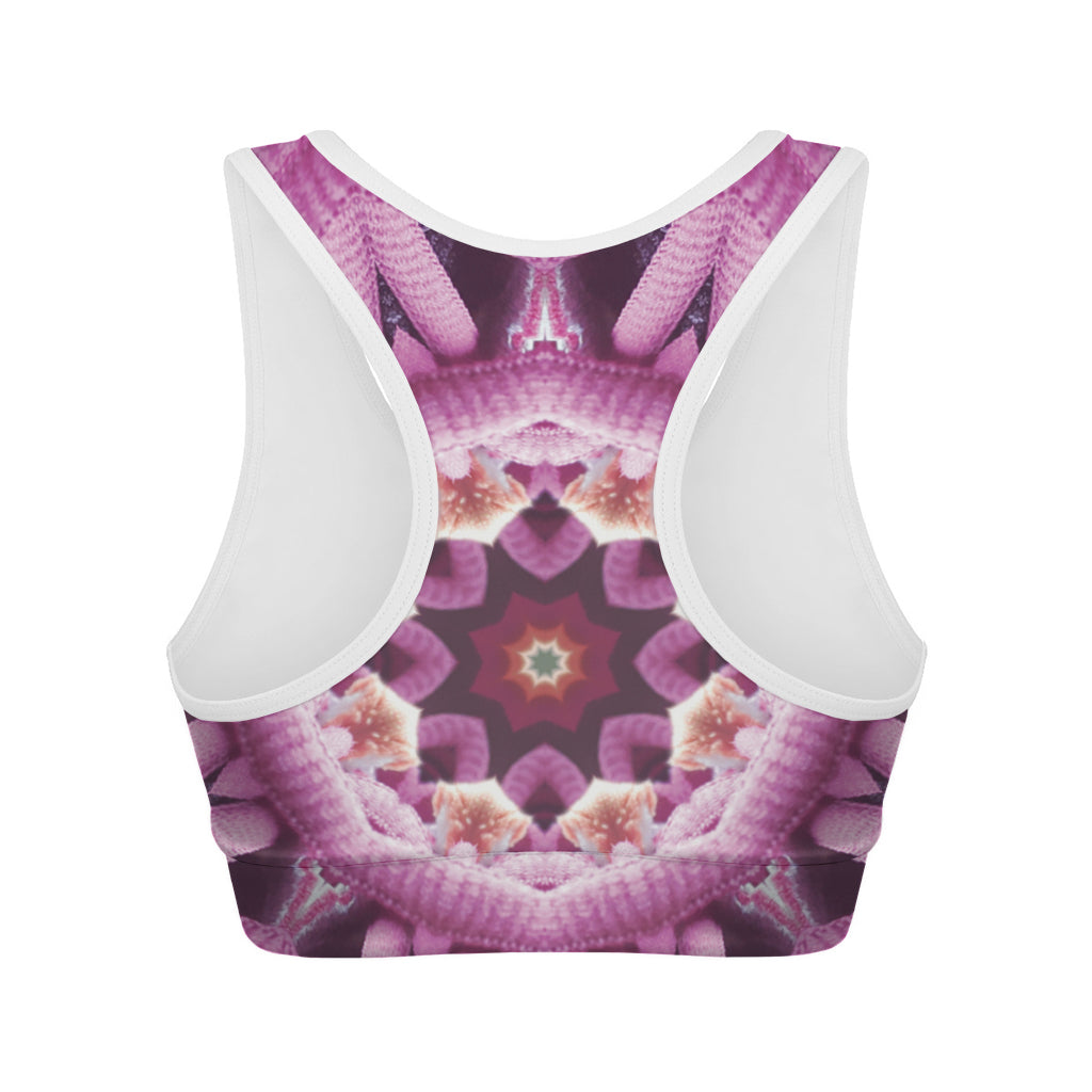 Pink Kaleidoscope Print Women's Sports Bra