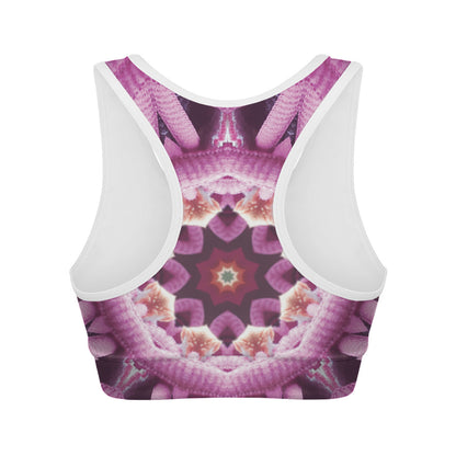 Pink Kaleidoscope Print Women's Sports Bra