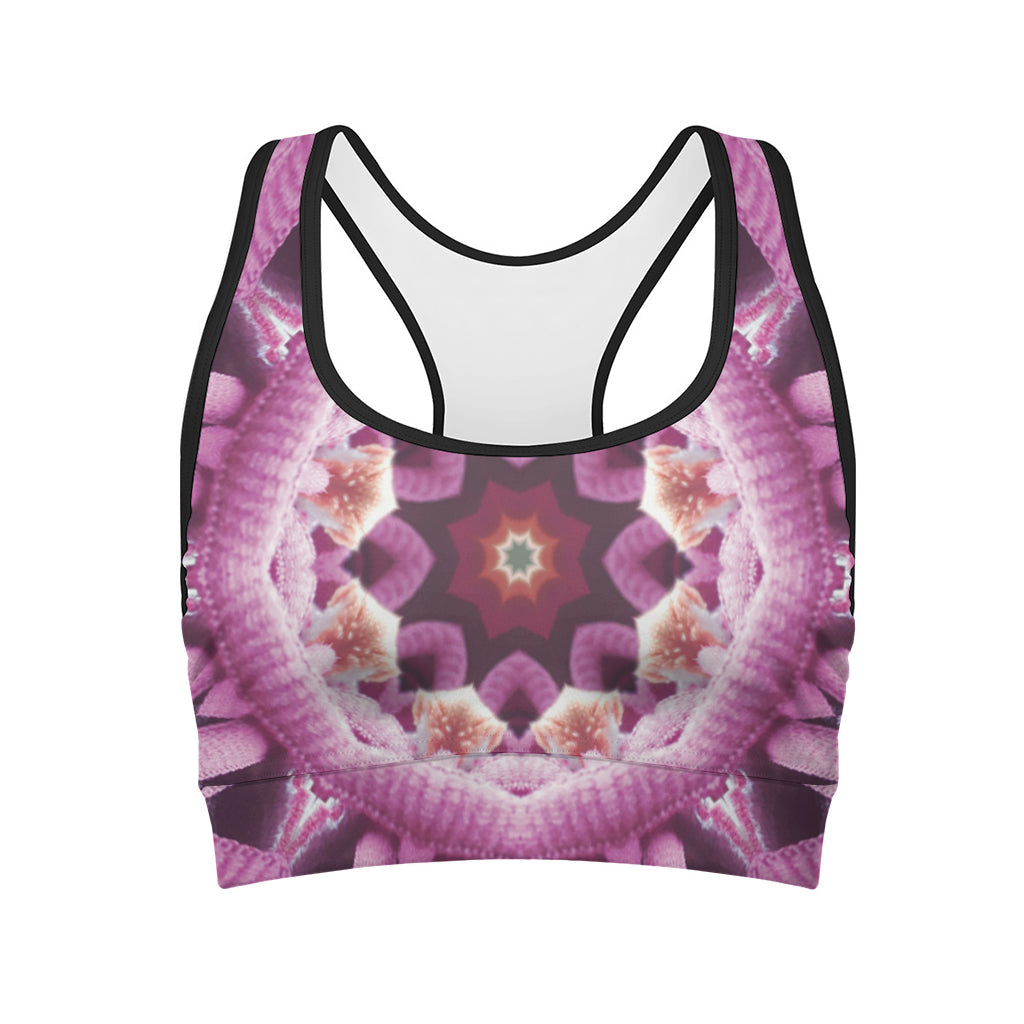 Pink Kaleidoscope Print Women's Sports Bra
