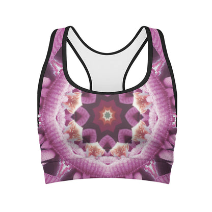 Pink Kaleidoscope Print Women's Sports Bra