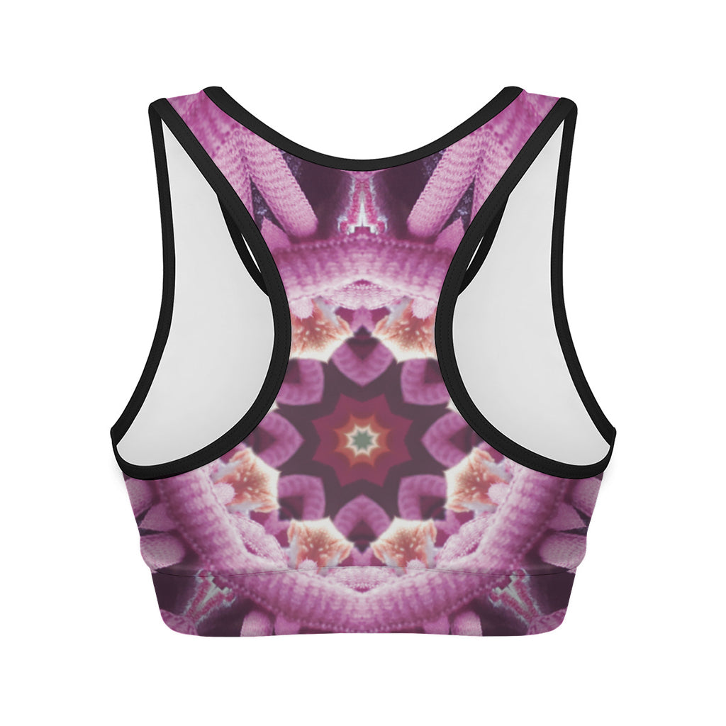 Pink Kaleidoscope Print Women's Sports Bra