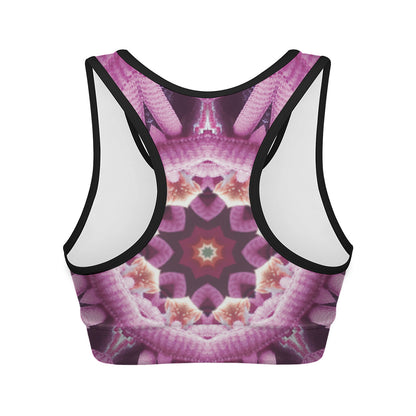 Pink Kaleidoscope Print Women's Sports Bra