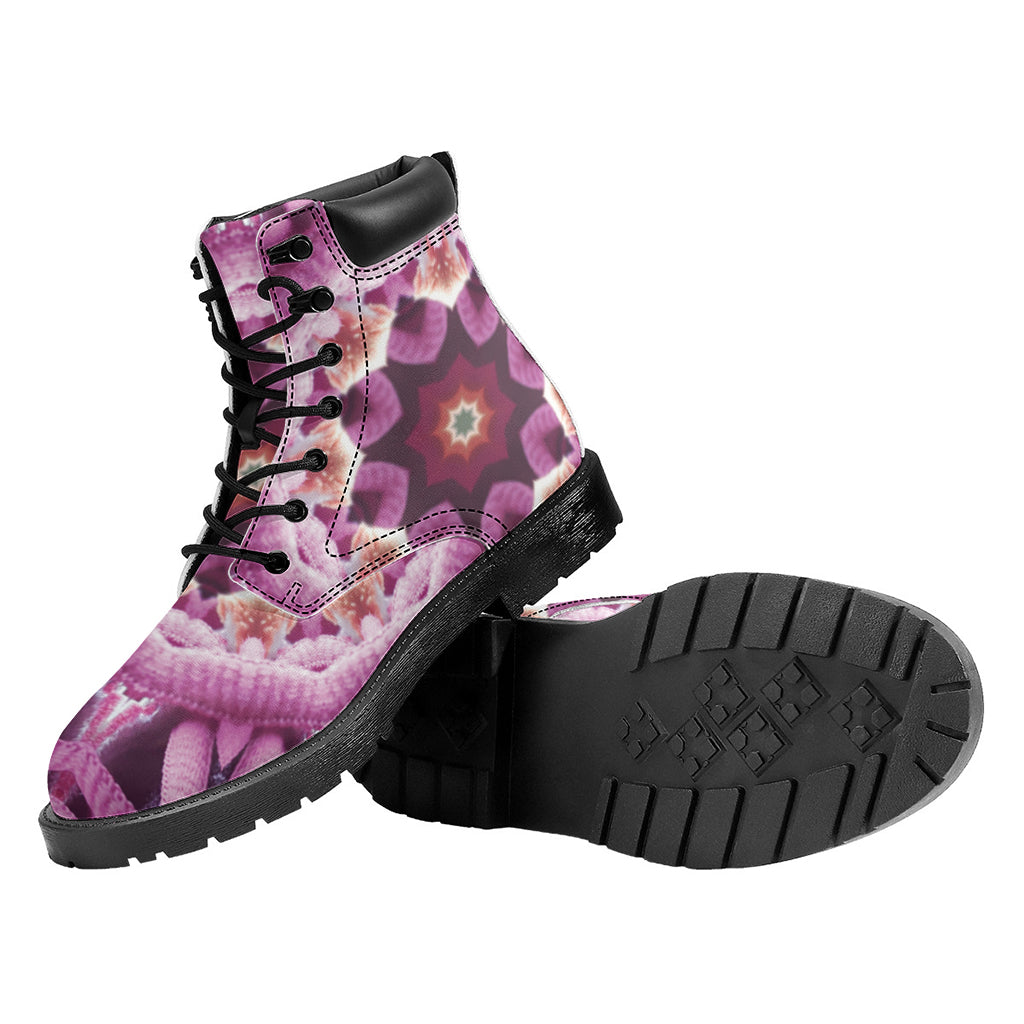 Pink Kaleidoscope Print Work Boots