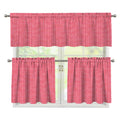 Pink Knitted Pattern Print 3 Piece Kitchen Curtains