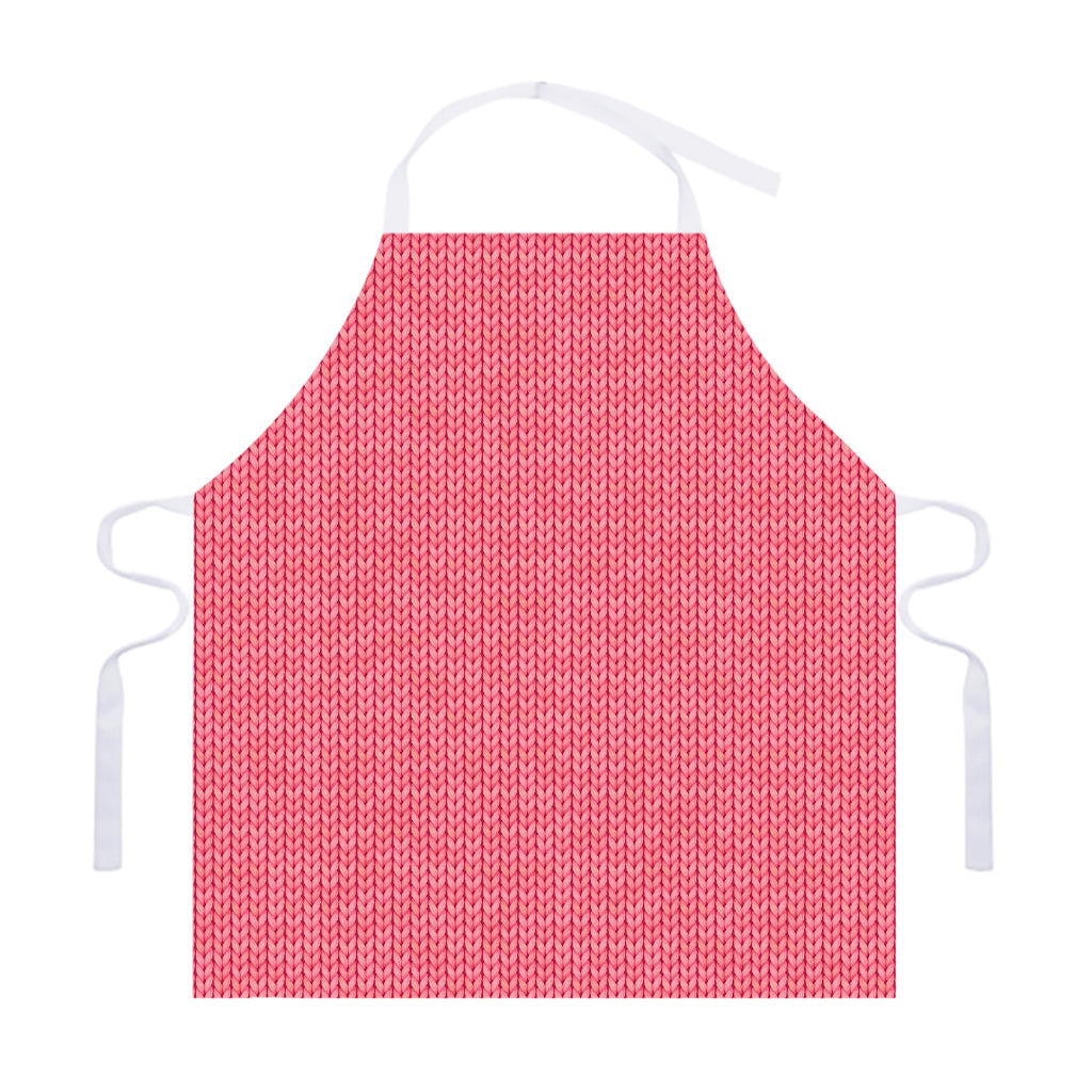 Pink Knitted Pattern Print Adjustable Apron