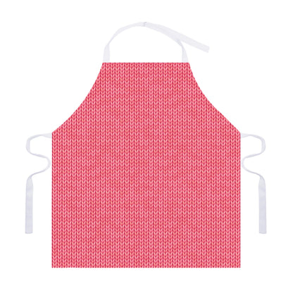 Pink Knitted Pattern Print Adjustable Apron
