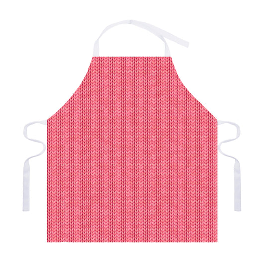 Pink Knitted Pattern Print Adjustable Apron