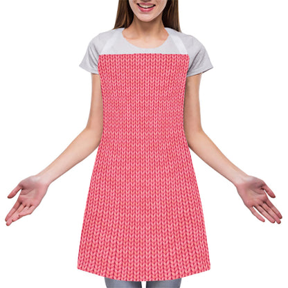 Pink Knitted Pattern Print Adjustable Apron