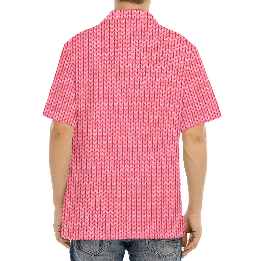 Pink Knitted Pattern Print Aloha Shirt