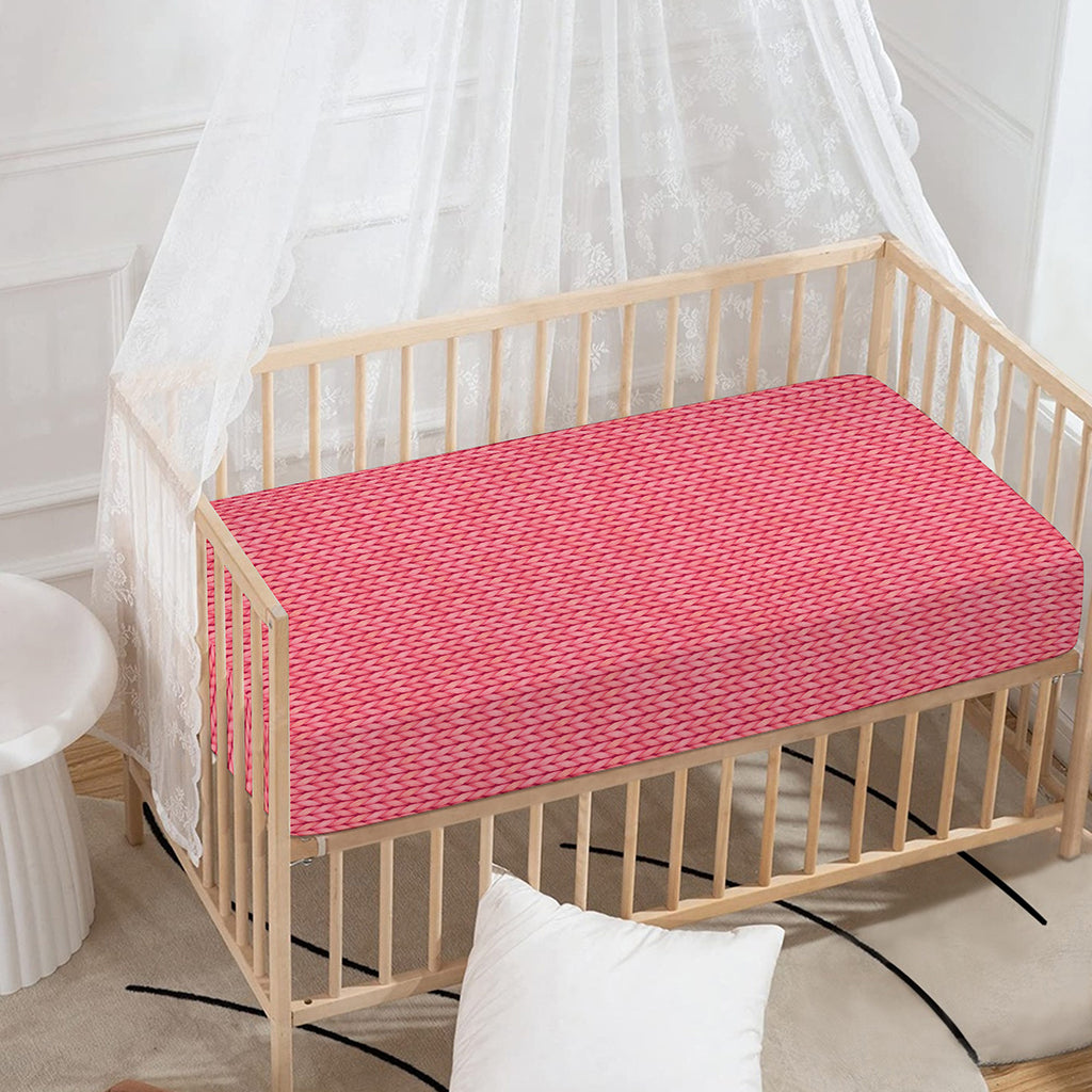 Pink Knitted Pattern Print Baby Crib Sheet