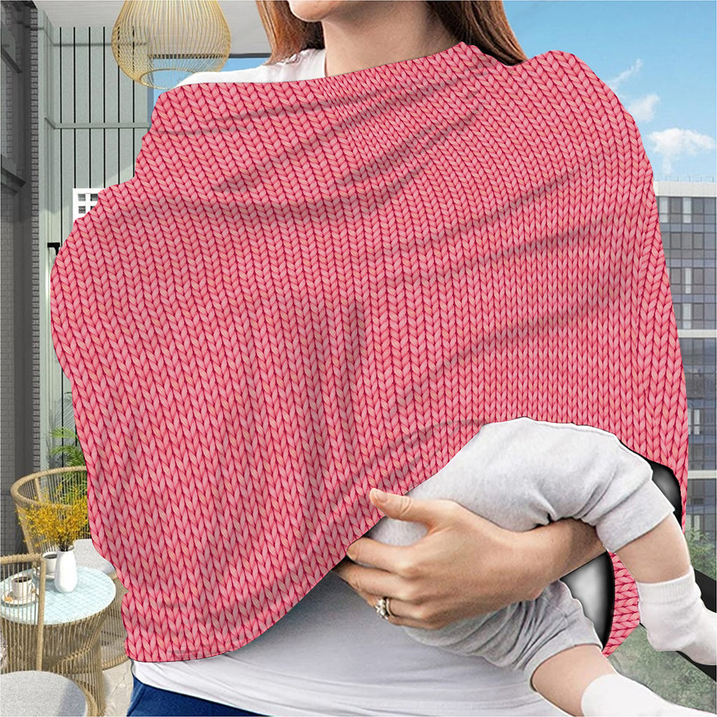 Pink Knitted Pattern Print Baby Seat Cover