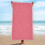 Pink Knitted Pattern Print Beach Towel