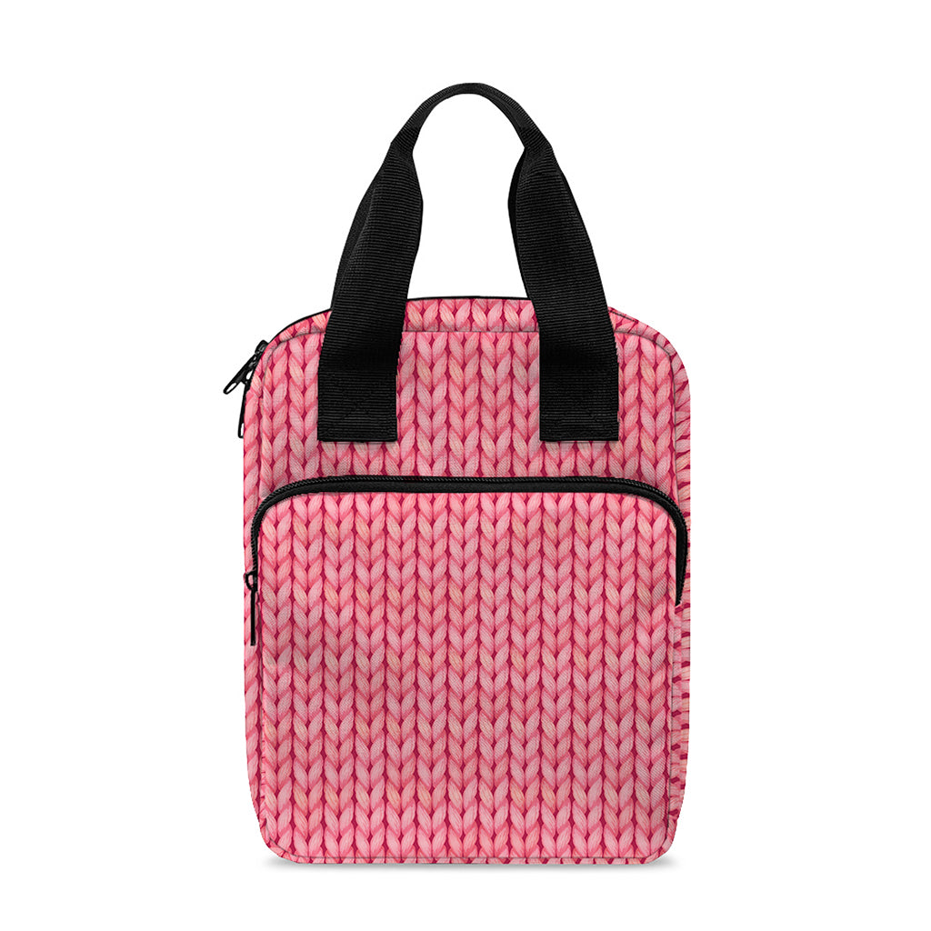 Pink Knitted Pattern Print Bible Tote Bag