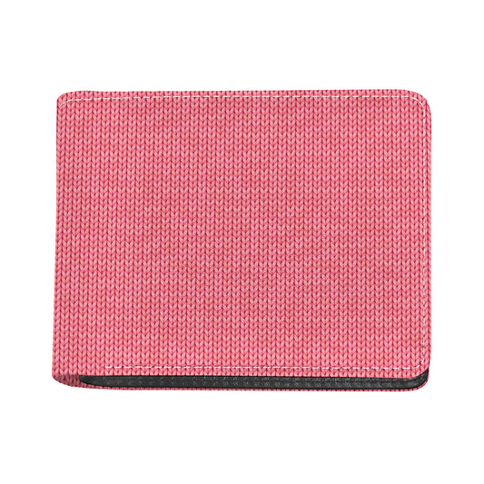 Pink Knitted Pattern Print Bifold Wallet