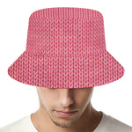 Pink Knitted Pattern Print Bucket Hat