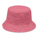 Pink Knitted Pattern Print Bucket Hat
