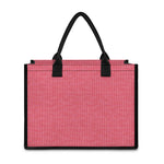 Pink Knitted Pattern Print Canvas Tote Bag
