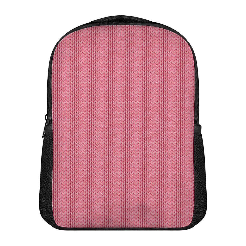 Pink Knitted Pattern Print Casual Backpack