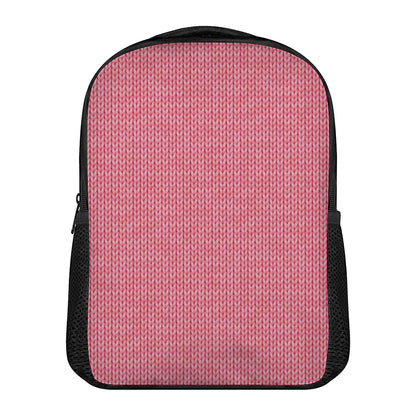 Pink Knitted Pattern Print Casual Backpack