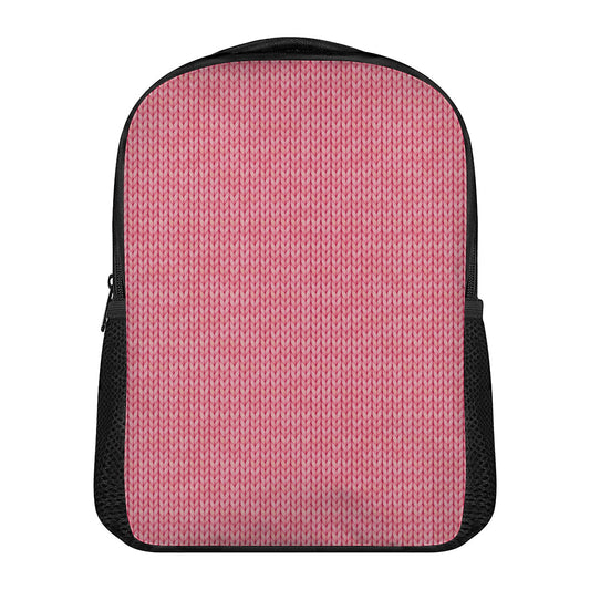 Pink Knitted Pattern Print Casual Backpack