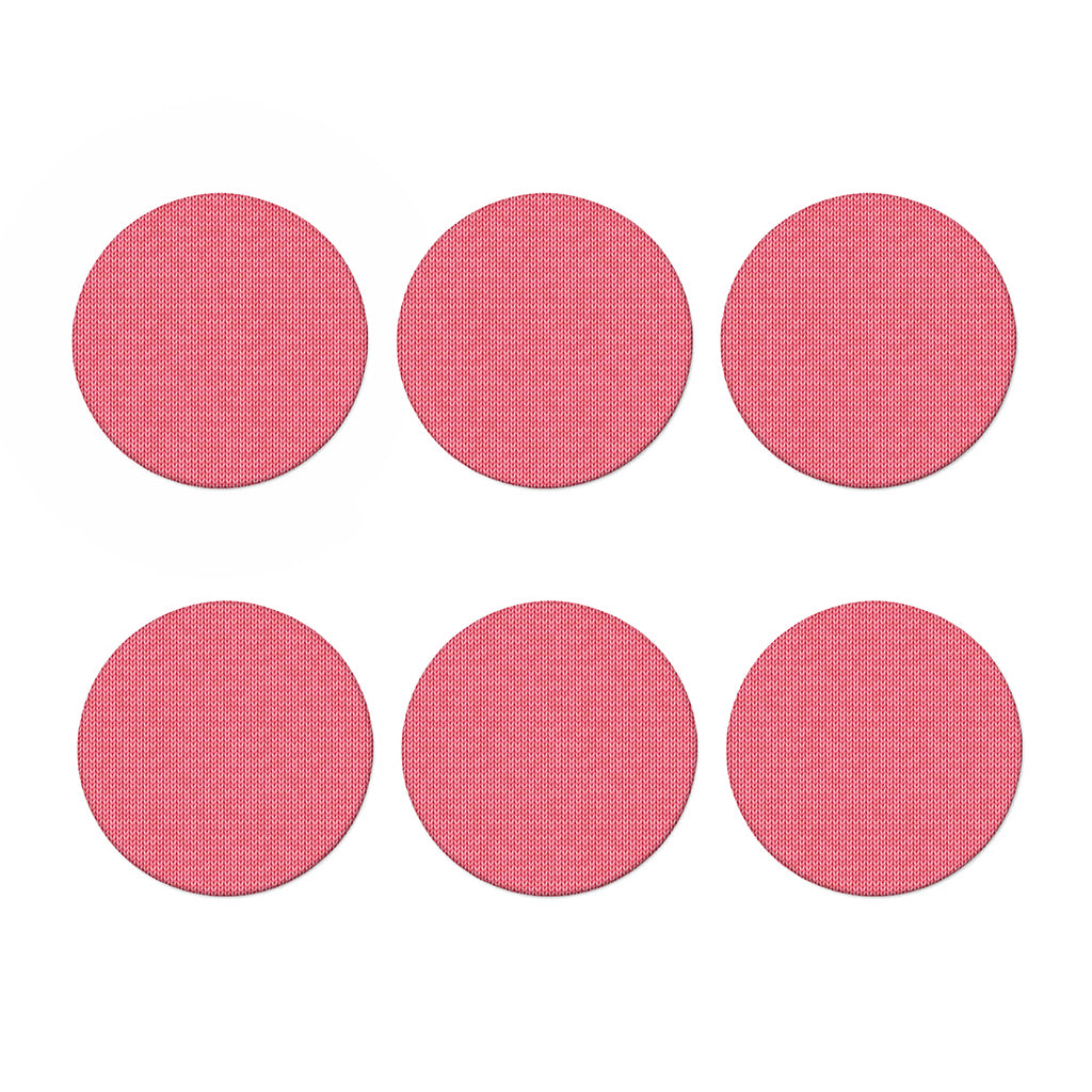 Pink Knitted Pattern Print Coaster Set