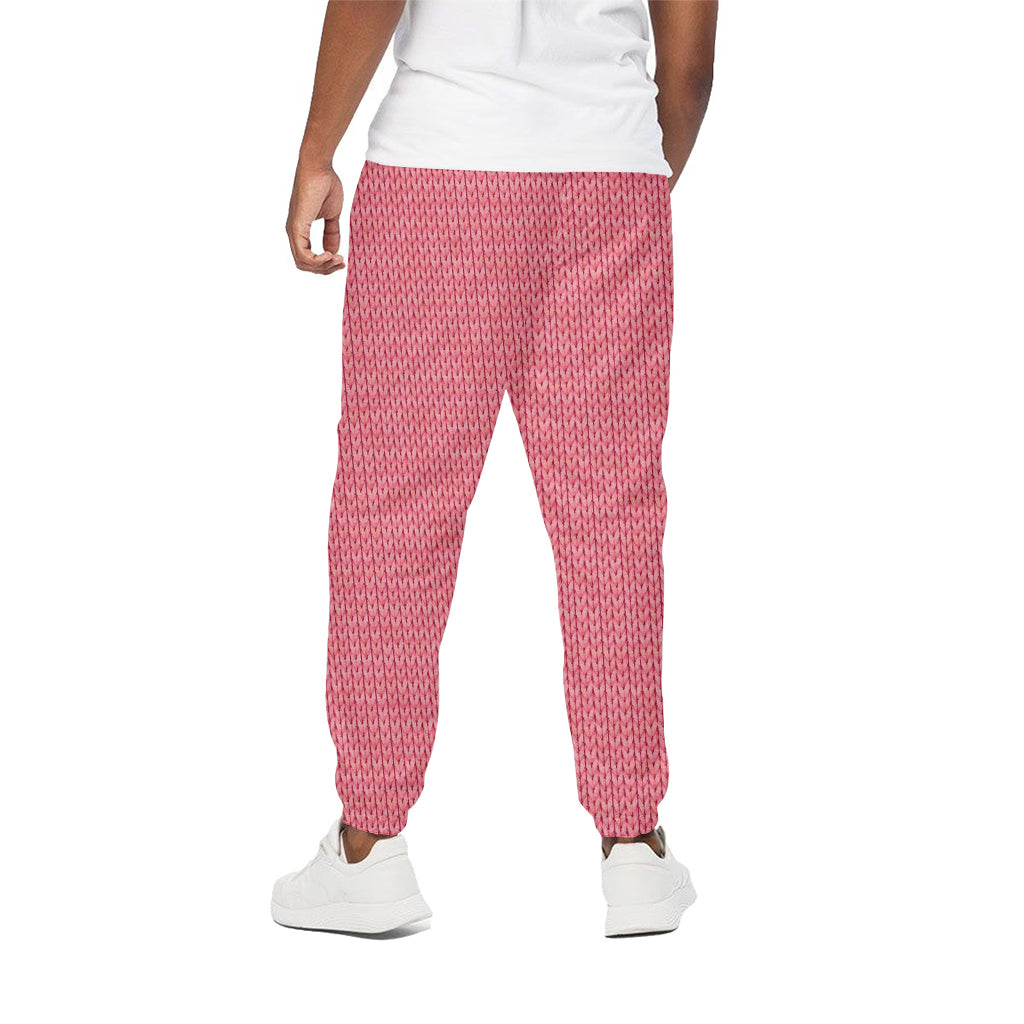 Pink Knitted Pattern Print Cotton Pants