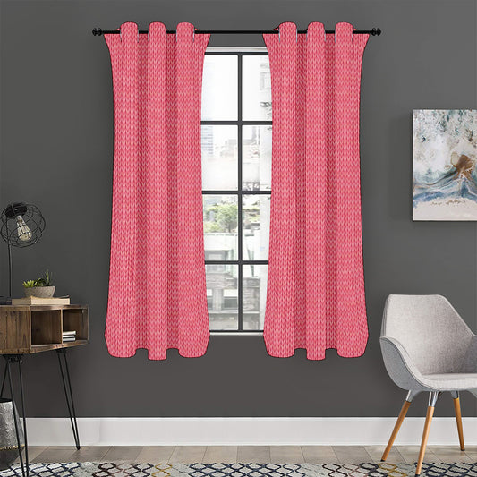 Pink Knitted Pattern Print Curtain