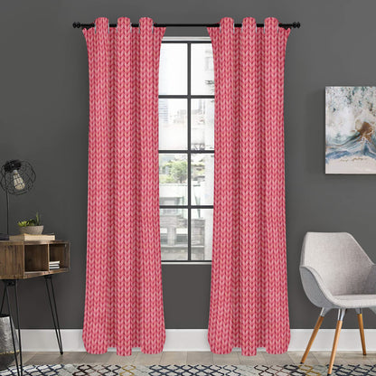 Pink Knitted Pattern Print Curtain
