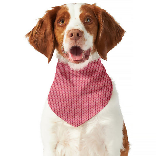 Pink Knitted Pattern Print Dog Bandana