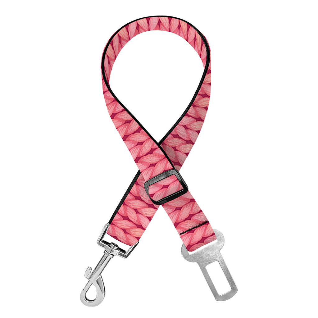 Pink Knitted Pattern Print Dog Seat Belt